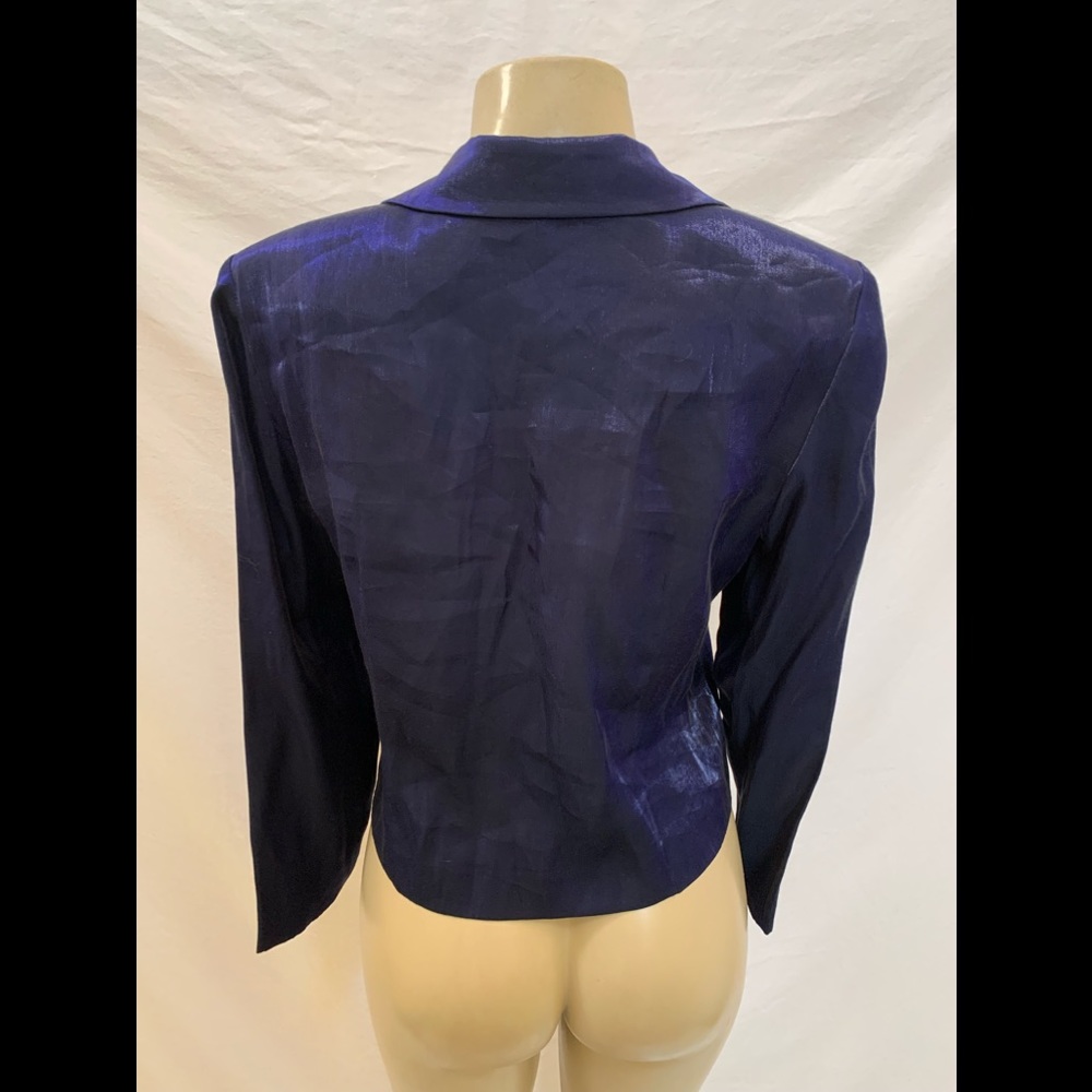 VTG Positive Attitude Size 14P Purplish/Black Iridescent Double Breasted Blazer - Picture 3 of 8